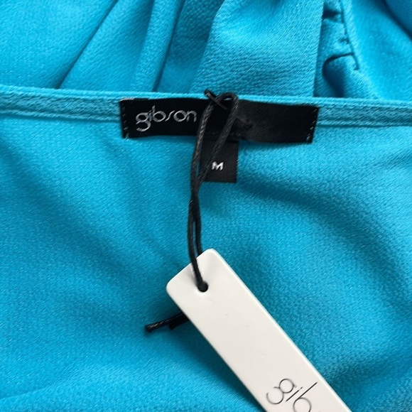 Gibson x Living in Yellow NWT Turquoise Maggie Twist Hem Top Size Medium - Picture 8 of 11